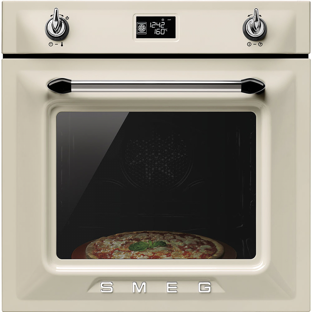 SF6922PPZ Novinka HORKOVZDUŠNÁ TROUBA, 60CM CREME Nerez estetika Energetická třída A LCD display Rotační knoflíky VLASTNOSTI/ VOLBY/ TEPLOTA 9 funkcí vaření "Pizza" funkce Čistící funkce: Vapor clean