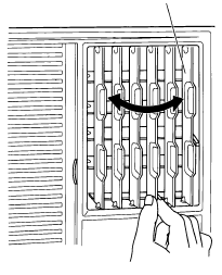 NASTAVENÍ SMĚRU PROUDĚNÍ VZDUCHU NASTAVENÍ LAMEL Upozornění! Do mřížky a lamel nestrkejte prsty ani jiné předměty. Vnitřní ventilátor pracuje velkou rychlostí a mohl by způsobit zranění.