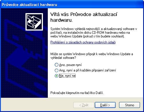 Pokud není k dispozici připojení k internetu, nabídněte systému ovladače z dodaného CD. P o s t u p obr. 6 - automatická instalace na Windows Vista a 7 (Následující postup je uveden pro SB485.