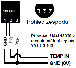 Schéma připojení páru kroucených vodičů ke snímači DS 18B20 4.