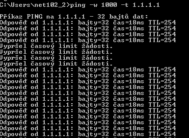 Testováním ping na bránu ISP se zjistilo, že výpadek trval 4s.