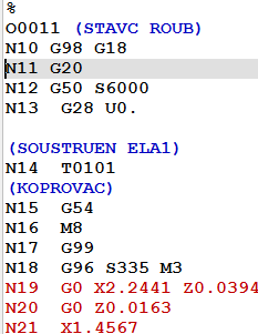 3. NC Editor programu HSMWorks 1. nepsat nic 1. EDITOR - Úprava znaků Je-li nutné upravit textový soubor, např.