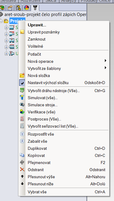 2. Postprocesing Po vytvoření všech drah a kontrole informací uvedených na seřizovacím listu, lze vygenerovat NC program pomocí tlačítka Postproces.