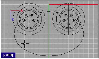 Vytvoření oka: 1 V roletovém menu vyberte příkaz Solid / Sphere / Center, Radius.