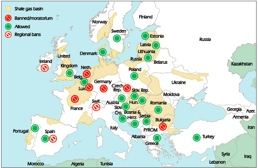 Obchodní trasy dálková přeprava zemního plynu hydraulické těžby (hydraulic fracturing) na začátku roku 2014 neregulovat těžbu zemního plynu, ale místo toho vydala seznam nezávazných doporučení pro