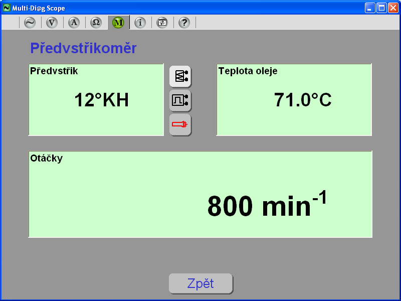 Kap. II - Multi-Diag Motortester Obr. 154 Základní obrazovka pro měření na vznětovém motoru 6.