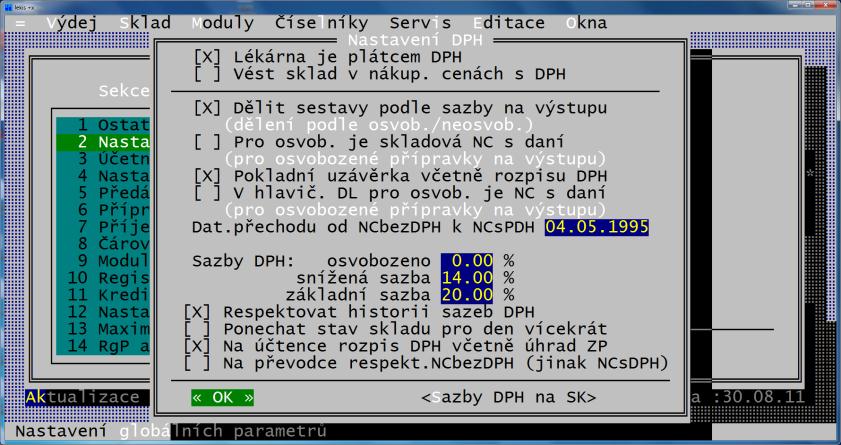 2. Zavedení dalších změn d systému Lekis Nastavení změn v GP Změnu degresivní přirážky lze prvést vlbu z menu SERVIS/OSTATNÍ/DALŠÍ/CENOVÉ ROZHODNUTÍ MZ K 1.