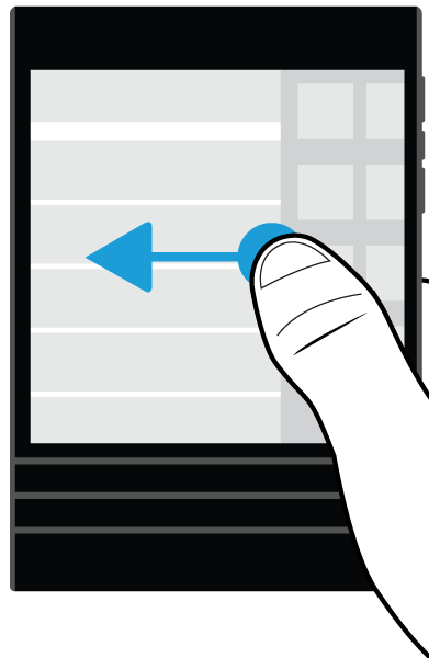 Nastavení a základní funkce Mezi aplikací BlackBerry Hub a aplikacemi lze přepínat posunutím prstu doleva a doprava.