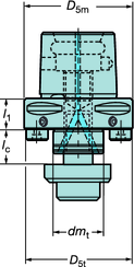 Adaptér pro čelní a rohové frézy Coromant Capto - Adaptéry pro rotační nástroje S přívodem řezné kapaliny upínacím trnem 391.