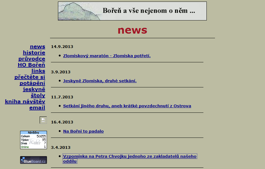 9) Oddílový web www.boren.wz.cz V roce 2013-5 nových příspěvků.
