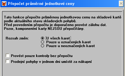 Tlačítko Dokumenty u skladové karty 3.2. Průměrná jednotková cena U skladových pohybů je zobrazena průměrná jednotková cena.