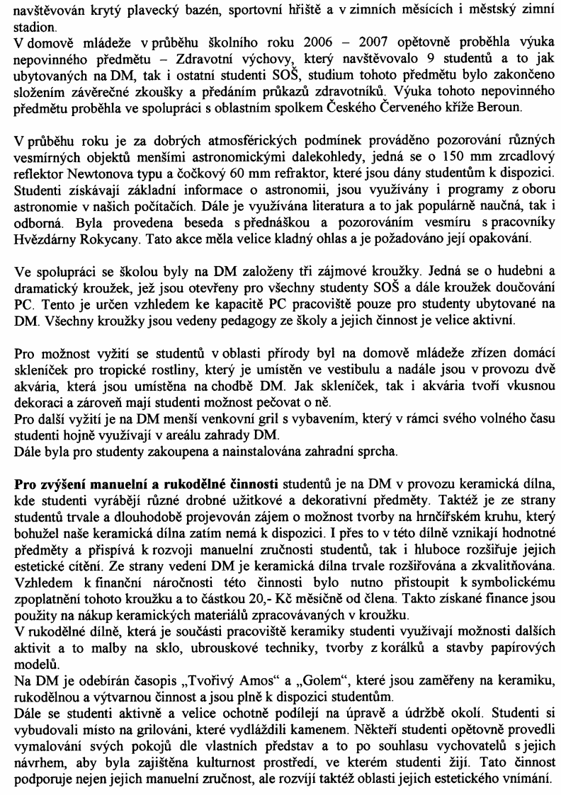 Střední odborná škola a SOU, Hořovice, - výroční zpráva