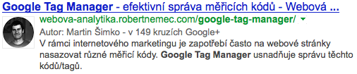 7. SPRÁVA WEBU A SEO Google Authorship Jde o propojení obsahu na webových stránkách s jeho autorem pomocí sociální sítě Google+.