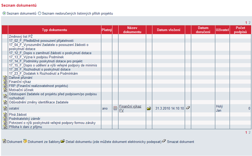 Kliknutím na tuto ikonu vygenerujte novou registrační žádost. Dále pokračujte dle kontextové nápovědy.