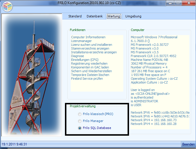 Nastavení databáze Databázi SQL lze nastavit pomocí Frilo Config. V současné době není možné přepínat mezi staršími verzemi správy projektů. Druhé dvě metody se používaly v průběhu minulých let. 3.