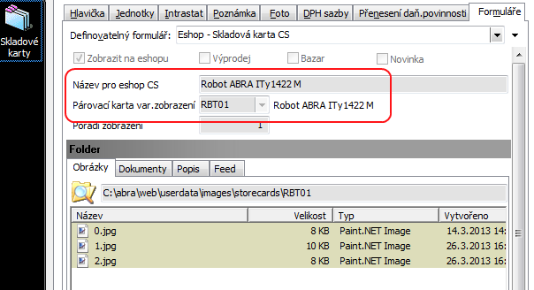 3. U karty RBT01 není nutné nastavovat nic, protože ta se automaticky odkazuje sama na sebe. 4.