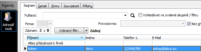 5.2.1 OSOBA ADRESÁŘ OSOB Do adresáře osob se uloží údaje v zelených rámečcích.