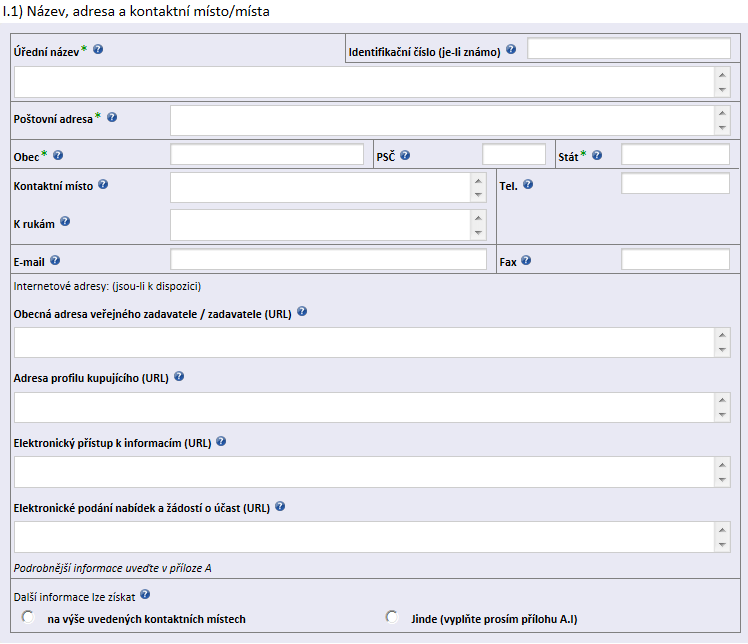 I.1) Název, adresa a kontaktní místo/místa PROVOZNÍ ŘÁD - Příloha 3 Úřední název povinně se uvádí název Zadavatele, u obchodních společností uvádí Zadavatel název obchodní firmy zapsané v obchodním