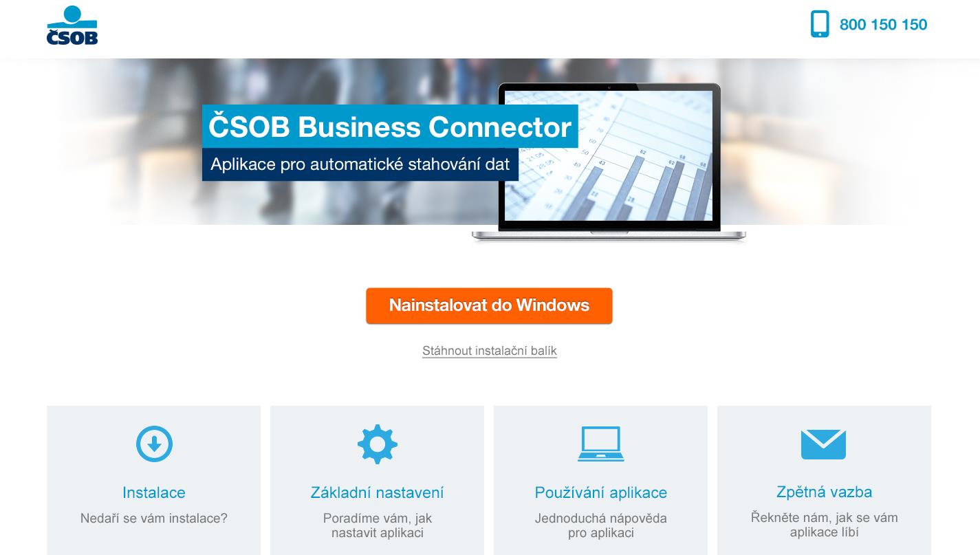 4 Instalace aplikace ČSOB Business Connector Na stránce https://businessconnector.csob.
