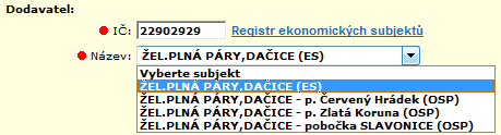 Dostupné odkazy: Zpět návrat na předchozí stránku, bez uložení. Ulož uloží záznam o smlouvě a zobrazí stránku Detail smlouvy (lze jen v případě, že dodavatel není ve stavu Aktualizace dat).