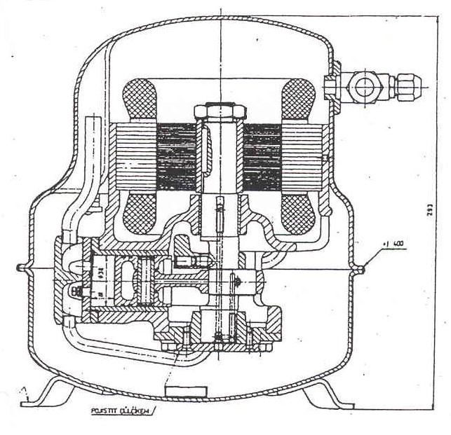 Schema membránového kompresoru s hydraulicky ovládanou membránou 3.2.2. Chladivové kompresory Součástí chladicích zařízení jsou chladivové kompresory.