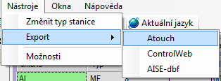 2.7.2 Export komunikačního nastavení pro AtouchX Pro inicializaci proměnných a komunikačního nastavení v AtouchX je třeba mít ve složce projektu soubory DB.ini a HW.