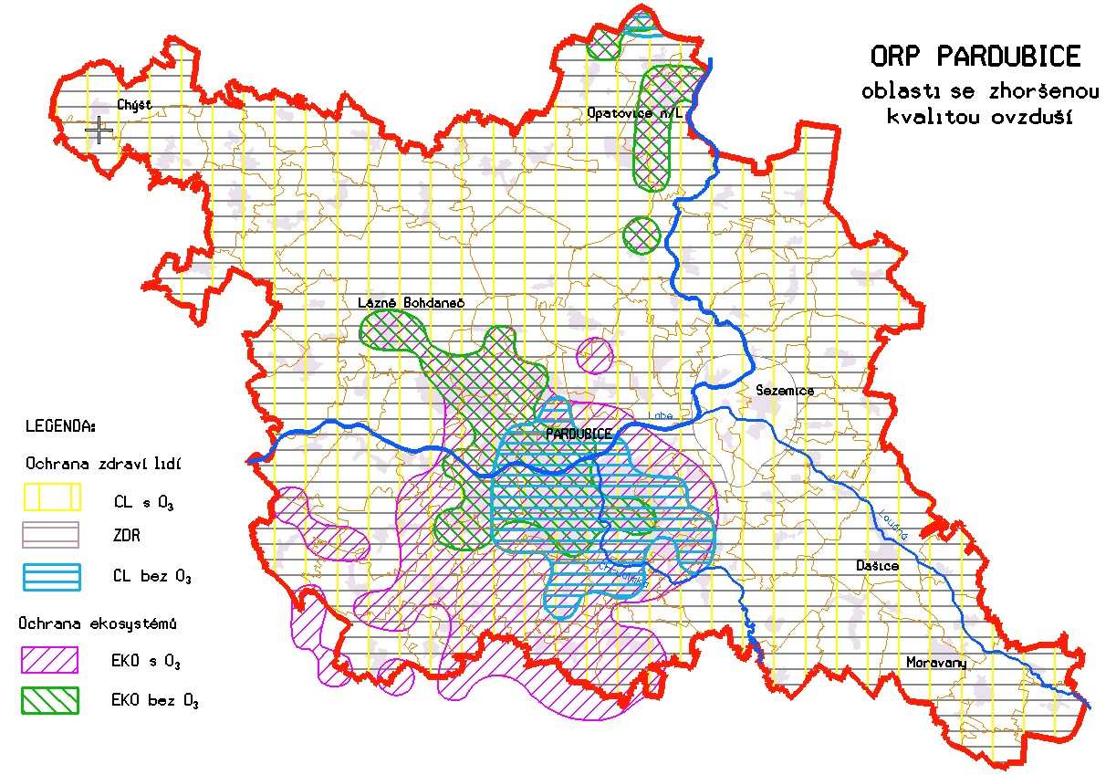 Ovzduší ORP Pardubice se z hlediska ochrany ovzduší nachází v poměrně zranitelné oblasti a to vlivem velkých chemických podniků a také z důvodu silné automobilové dopravy.