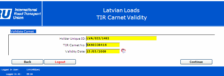 VIII. Vytvoření nové predeklarace pomocí dříve odeslané deklarace 1. klikněte na tlačítko Operace EPD na obrazovce Držitel Hlavní stránka TIR-EPD.