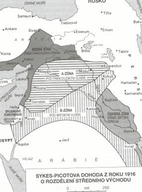 strana obrázku zobrazuje plán rozdělení Palestiny na arabský a židovský