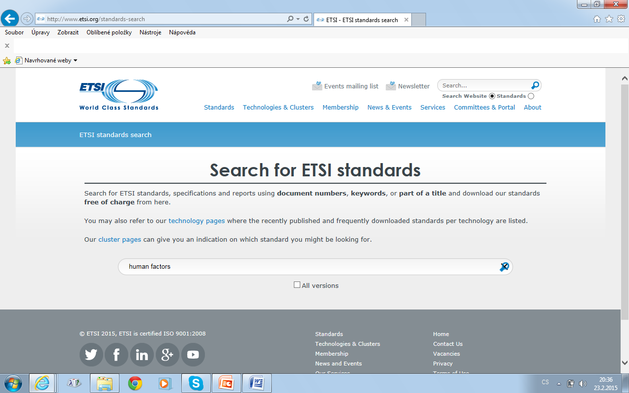 ETSI - vyhledávání