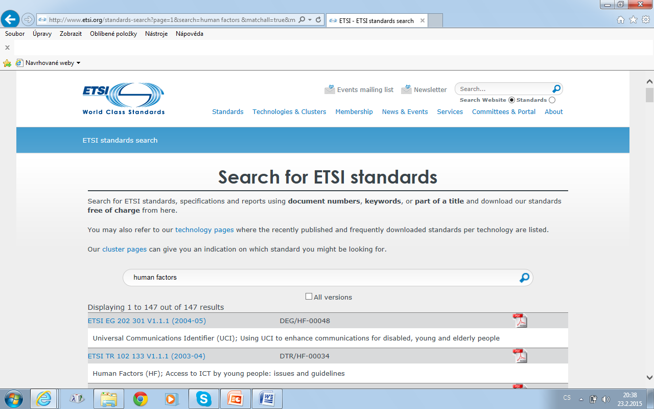 ETSI - výsledky