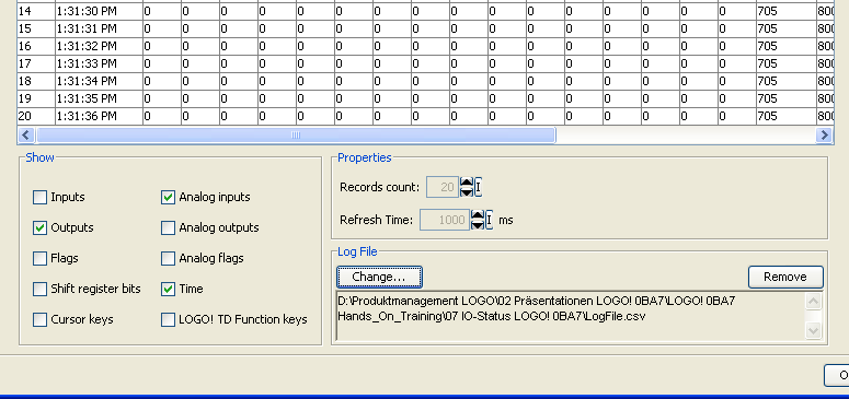 IO-Status: přenos dat do PC 1 Jednoduché zálohování stavu I/O do souboru ve formátu *.