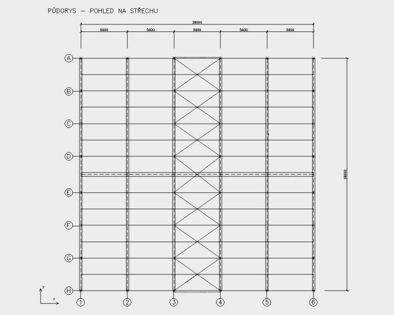 4.2.1.5 PŘÍČNÉ ZTUŽIDLO V softwaru bylo počítáno s taženými diagonálami, tlačené jsou považovány za vybočené.