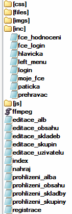 Příloha A Adresářová struktura Kořenový adresář V tomto adresáři jsou všechny základní php soubory všechny podstránky.