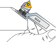 Jemné vyvrtávání jednotky T-Max U pro jemné vyvrtávání Údržba nástrojů Před sestavením nástroje vyčistěte všechny styčné plochy. Seřízení Pro nastavení průměru díry otáčejte stavěcí maticí.
