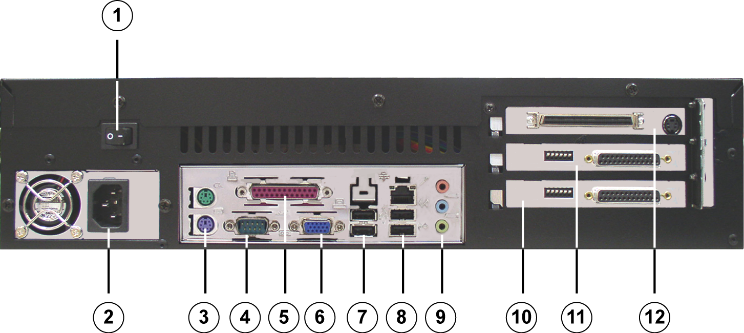 DiBos/DiBos micro Přípojky zařízení cs 27 3.2.2 Pohled na DiBos Micro zezadu 1 Spínač Zap/Vyp 7 2x USB 2.0 (např.