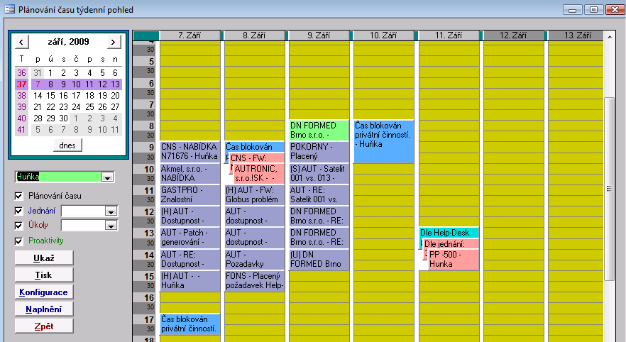 Marketing a operativa 41 jednoho dne) možnost nastavit čas začátku a konce pracovní doby (barevně odlišná část kalendáře) 5.