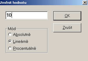 Absolutně: vložená hodnota se přepíše do upravovaných