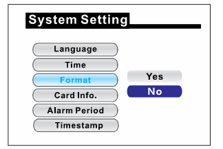 b.) Time Setting nastavení data a času Toto menu slouží k nastavení data a času. V menu se pohybujte směrovými tlačítky na dálkovém ovladači. Pro vybrání položky stiskněte tlačítko OK. c.