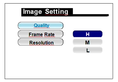 5.2.1 Image Setting nastavení obrazu Toto menu slouží k nastavení kvality videa. Lze zde nastavit kvalitu rozlišení, kvality nebo snímkování.