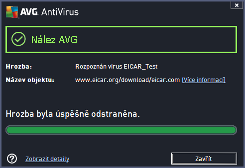 Pokud není testovací soubor EICAR identifikován jako virus, je nutné znovu prověřit konfiguraci AVG AntiVirus 2014! 4.5.