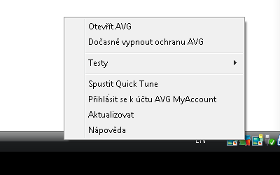 5.6. Ikona na systémové liště Ikona AVG na systémové liště (zobrazena na panelu Windows vpravo dole na monitoru) ukazuje aktuální stav AVG AntiVirus 2014.