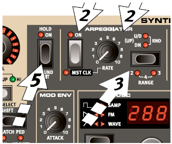 13 Syntezátor Podívejme se nyní na některé vlastnosti syntezátoru u Stage 2 EX. 1 Podržte Shift a stisknete tlačítko Bank C/Synth Init pod displejem.