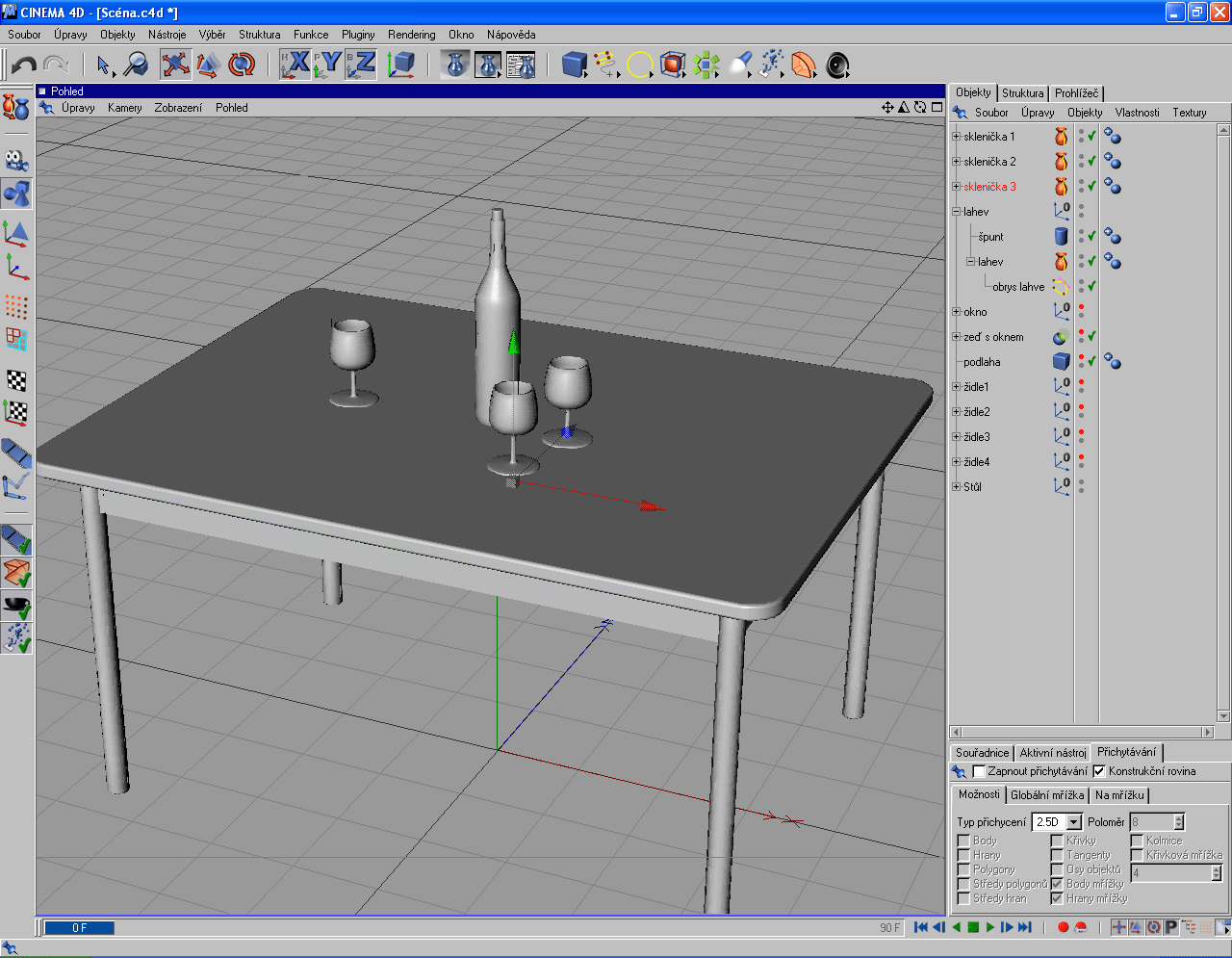 Podobným způsobem vymodelujte skleničky a