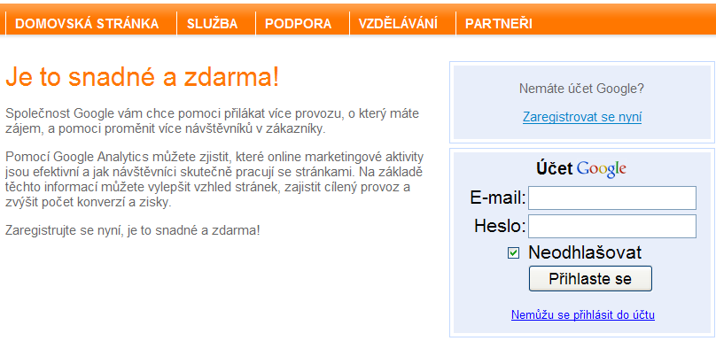 Druhý způsob aktivace Google Analytics lze realizovat v rámci propojení se službou AdWords. Aktivaci provedeme tak, že v rozhraní AdWords v liště Vytváření přehledů vybereme nabídku Google Analytics.