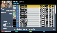 4. Vyberte soubor pomocí tlačítek / a stiskněte OK. (Příklad) V závislosti na stavu mediálního serveru může být nutné vybrat před zvolením souboru složku.