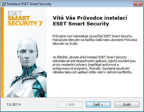 Instalace ESET Smart Security obsahuje komponenty, které nemusí být kompatibilní s ostatními antivirovými produkty nainstalovanými na počítači.