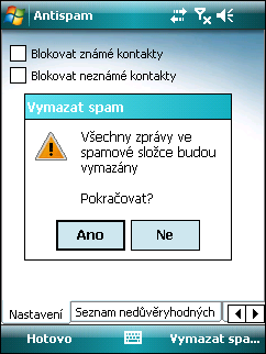 10.3 Umístění spamových zpráv 10.4 Mazání spamových zpráv Ve složce Spam se nacházejí blokované zprávy vyhodnocené jako nevyžádané modulem Anti-Spam.