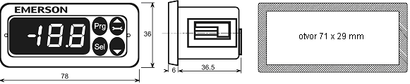 Rozměry Ovladač EC3-X33 Transformátory ECT-623 ECT-323 Displej ECD-002 Upozornění : Emerson neodpovídá za chybné údaje v dokumentaci.