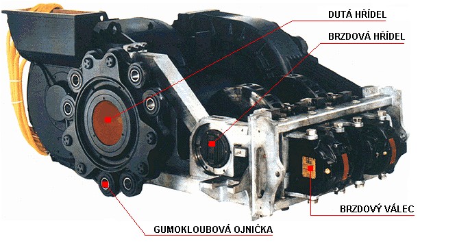 Obr.06 : Vysokovýkoný pohon s brzdovou hřídelí a ojničkovou
